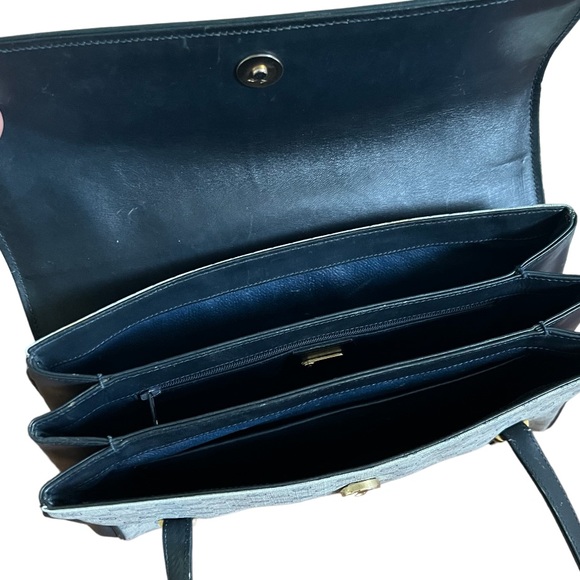 Gucci • 3pc Set Authentic Vintage Navy Blue Micro GG Handbag Purse Pouch Wallet - Picture 7 of 16